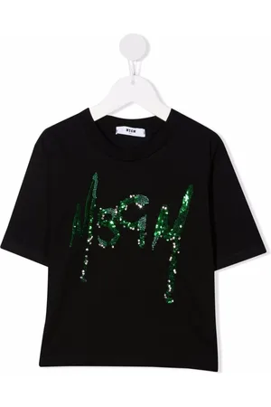 Msgm Camiseta corta con logo de lentejuelas