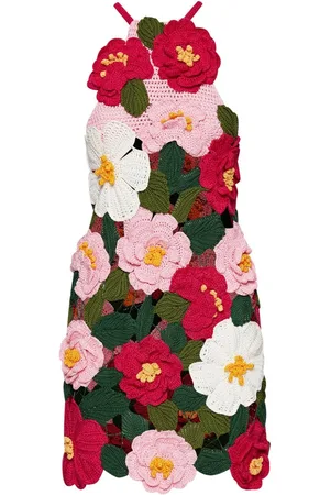 Oscar de la Renta Minivestido Camellia con cuello halter