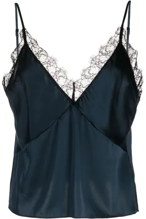 Kiki de Montparnasse Top de seda con encaje floral