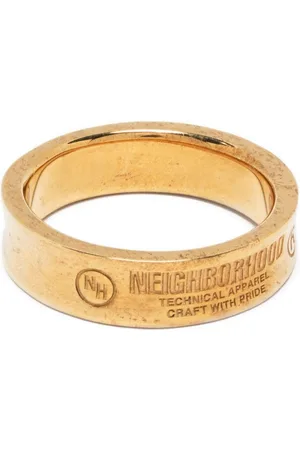 NEIGHBORHOOD Anillo bañado en oro con logo grabado