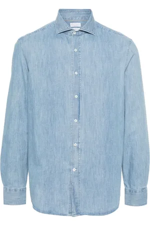 Brunello Cucinelli Camisa vaquera con cuello italiano