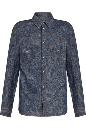 Etro Camisa vaquera con motivo de cachemira