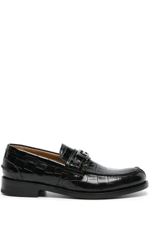 VERSACE Mocasines Greca con efecto de piel de cocodrilo