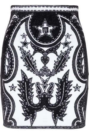 Balmain Falda recta con costuras estilo western