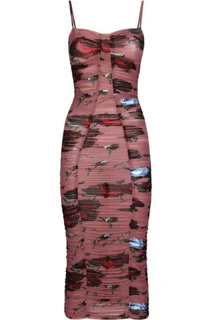 Dolce & Gabbana Vestido fruncido con estampado Rose