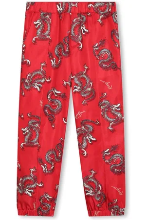 Kenzo Pantalones rectos con estampado de dragón