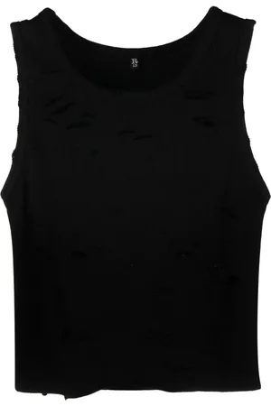 R13 Top corto con detalles rasgados
