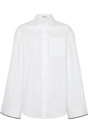 Brunello Cucinelli Camisa con borde en contraste