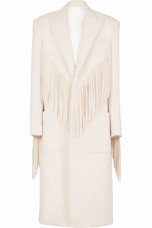 Balmain Abrigo largo con botones y flecos