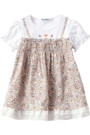 Familiar Vestido con estampado floral y capas
