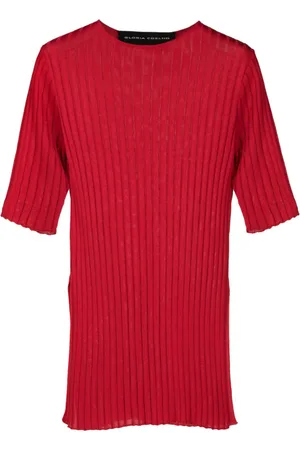 Gloria Coelho Camiseta de canalé con aberturas laterales