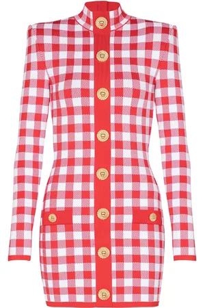 Balmain Vestido corto a cuadros gingham