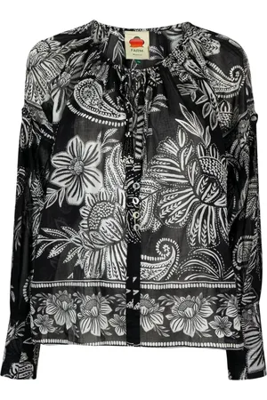 Farm Rio Blusa Bloom con estampado de cachemira