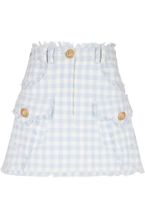 Balmain Minifalda acampanada a cuadros gingham