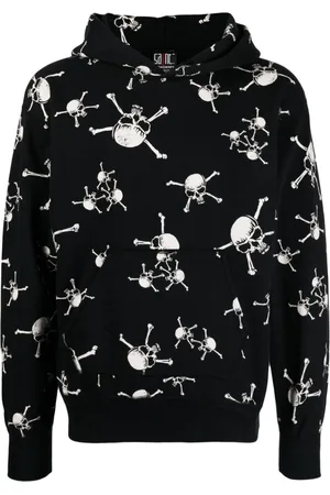SAINT MXXXXXX Sudadera con capucha y calavera estampada