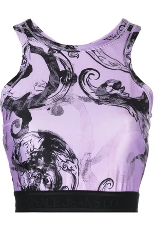 VERSACE Top corto con estampado barroco