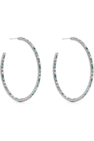 CAROLINA BUCCI Aro Shard en oro blanco de 18kt con turquesa y diamante