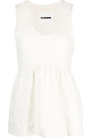 Jil Sander Top sin mangas fruncido