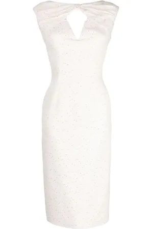 Saiid Kobeisy Vestido midi con aplique de lentejuelas