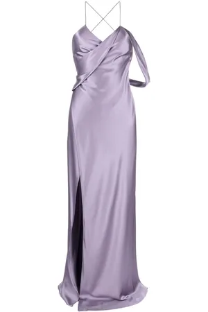 Michelle Mason Vestido largo con cuello en V