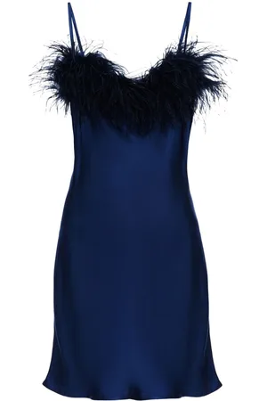 Sleeper Vestido corto Boheme con ribete de plumas
