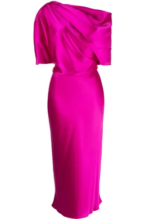 Amsale Vestido midi drapeado con hombros descubiertos