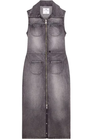 Courrèges Vestido vaquero midi con bolsillos dobles