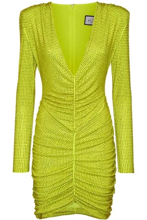 Philipp Plein Vestido corto fruncido con apliques de strass