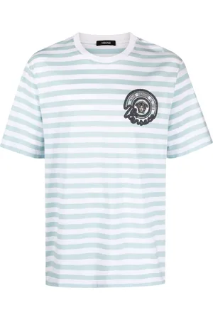 VERSACE Camiseta a rayas con logo bordado