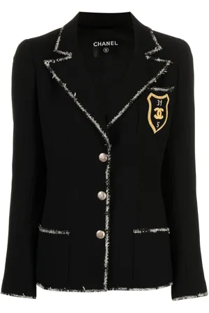 CHANEL Blazer Emblem con ribete de tweed 2005