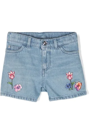 VERSACE Pantalones vaqueros cortos con bordado floral