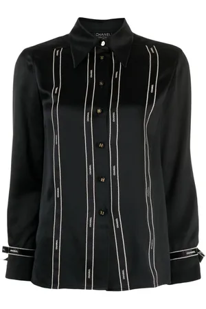 CHANEL Blusa con franja del logo 1994