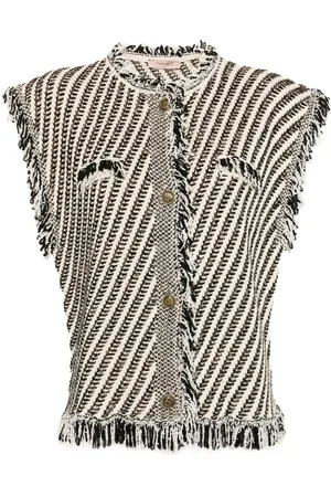 Twin-Set Chaleco con flecos en jacquard