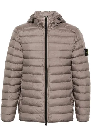 Stone Island Plumífero con capucha y parche Compass