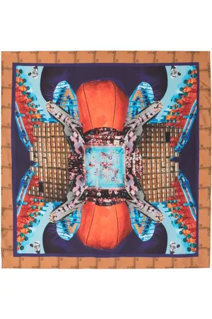 HENRIK VIBSKOV Fular Boxing Navy Collage de seda