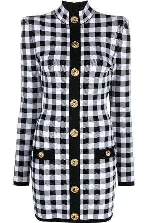 Balmain Vestido corto a cuadros gingham