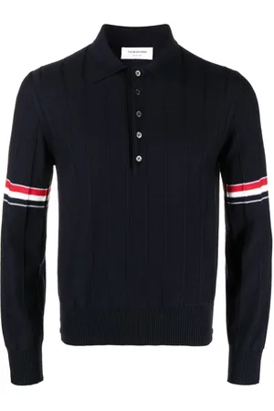 Thom Browne Polo de punto con rayas RWB