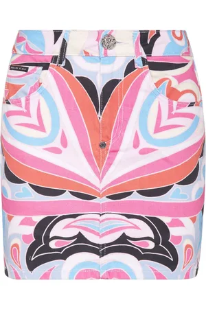 Philipp Plein Minifalda vaquera con estampado Colorful Circus
