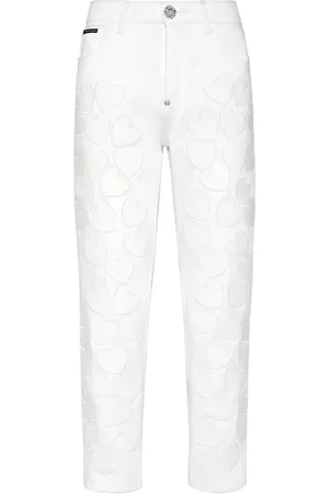 Philipp Plein Vaqueros capri con parche Heart