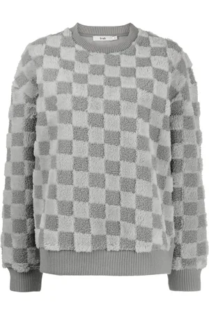 B+AB Sudadera a cuadros con cuello redondo