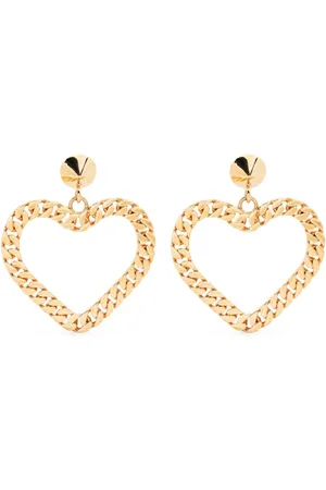Moschino Pendientes de clip con forma de corazón