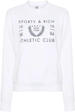 Sporty & Rich Sudadera de algodón con logo SRAC estampado
