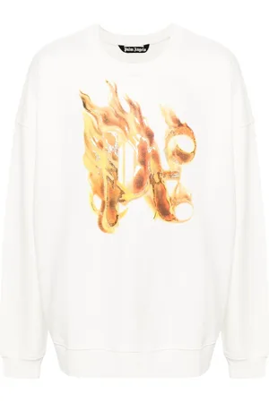 Palm Angels Sudadera con logo y llamas estampadas