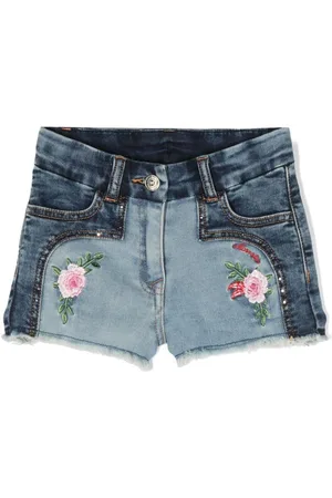 MONNALISA Pantalones vaqueros cortos con bordado floral