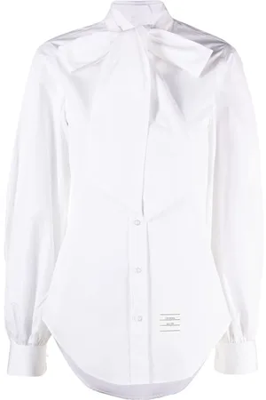 Thom Browne Camisa de popelina con lazo oversize
