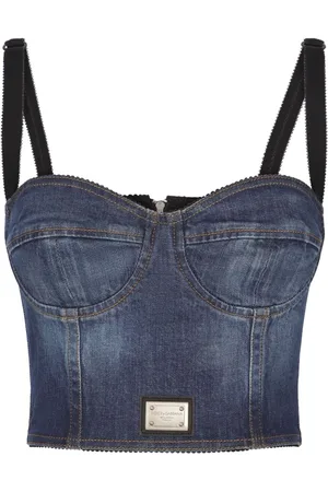 Dolce & Gabbana Top vaquero corto con placa del logo