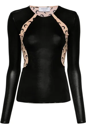Marine Serre Top drapeado con estampado Crescent Moon