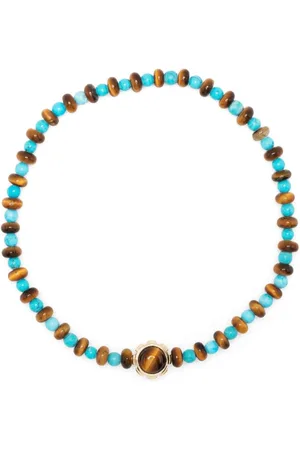 LUIS MORAIS Pulsera en oro de 14 kt con crisoprasa y ojo de tigre