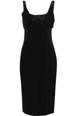 VERSACE Vestido midi con cuello cuadrado