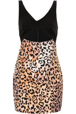 Roberto Cavalli Vestido corto con estampado de leopardo